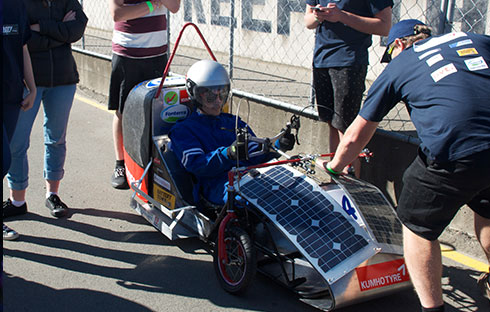 Student designed and built electric vehicle at the EVolocity Challenge.